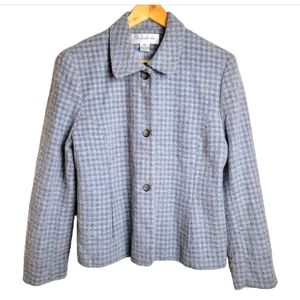 Jones New York Vintage Plaid Wool Blazer Gray Size 14
